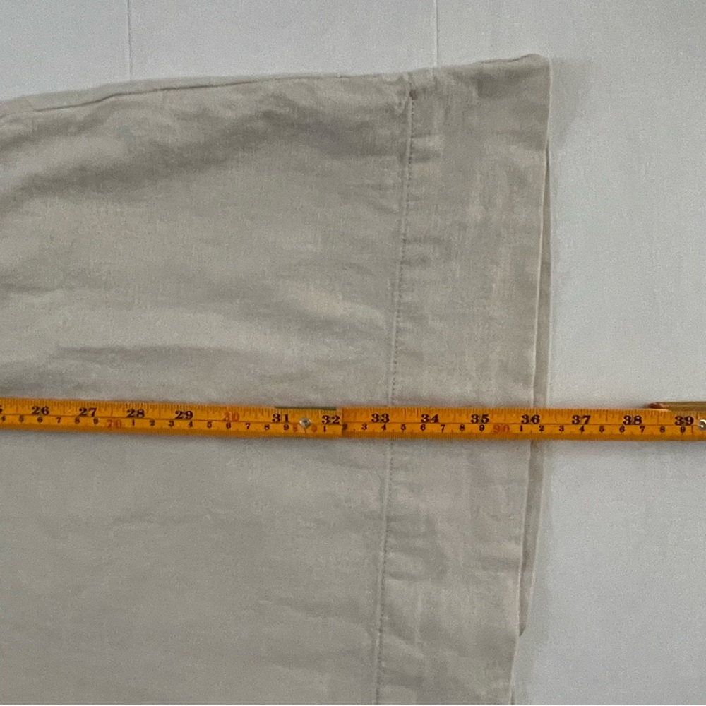 Sleeveless Linen Blend Neutral Cream Beige V-Neck Shift Dress w/ Pockets Large - Picture 15 of 15